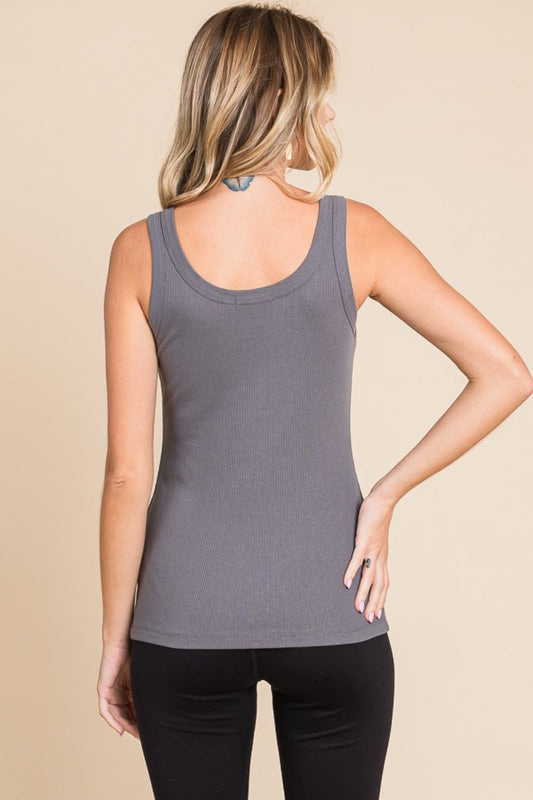 Ribbed Scoop Neck Tank