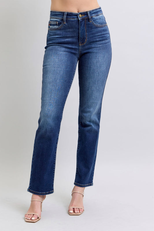 Judy Blue High Rise Vintage Wash Thermal Straight Jeans