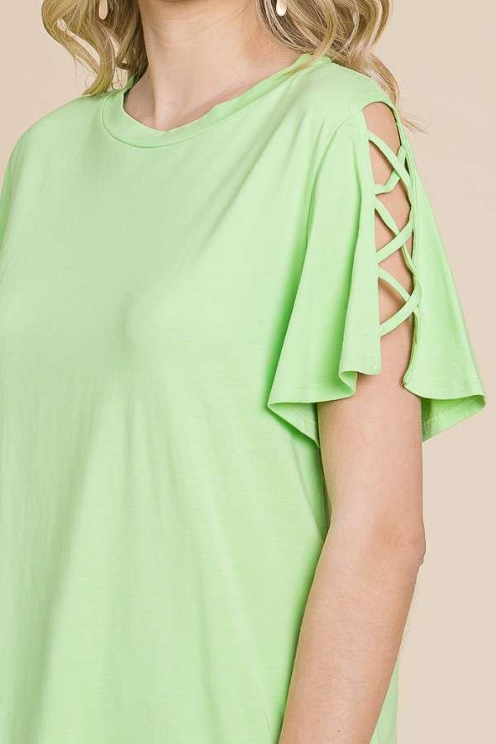 Round Neck Crisscross Short Sleeve T-Shirt