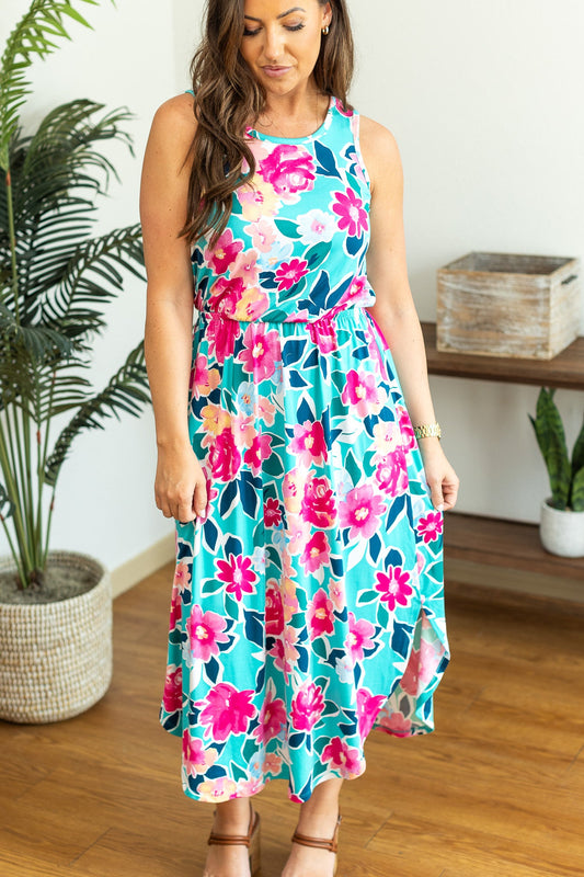 Sydney Scoop Dress - Aqua Floral