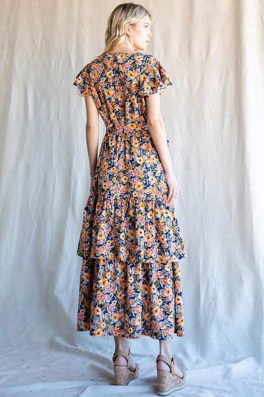 Floral Ruffled Midi Dress