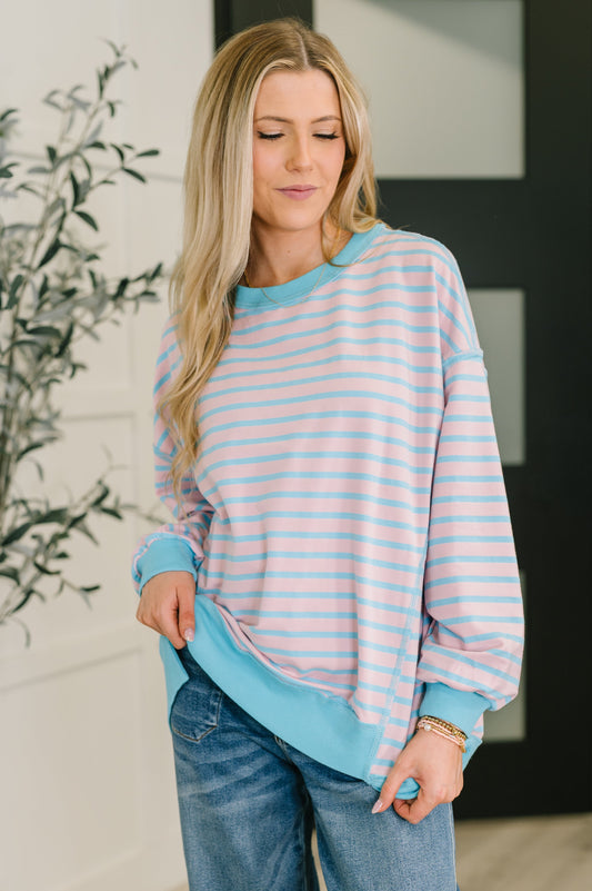 Color Clash Drop Shoulder Long Sleeve Top