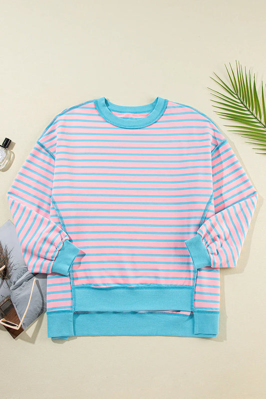 Color Clash Drop Shoulder Long Sleeve Sweatshirt