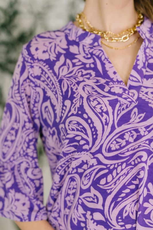 Lizzy Sunday Dress in Purple Paisley