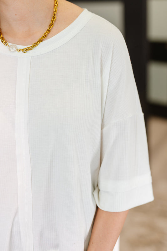 Stay On Top Relaxed Tee in Off White