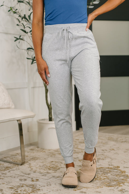 Sweat It High Waisted Joggers in Heather Grey