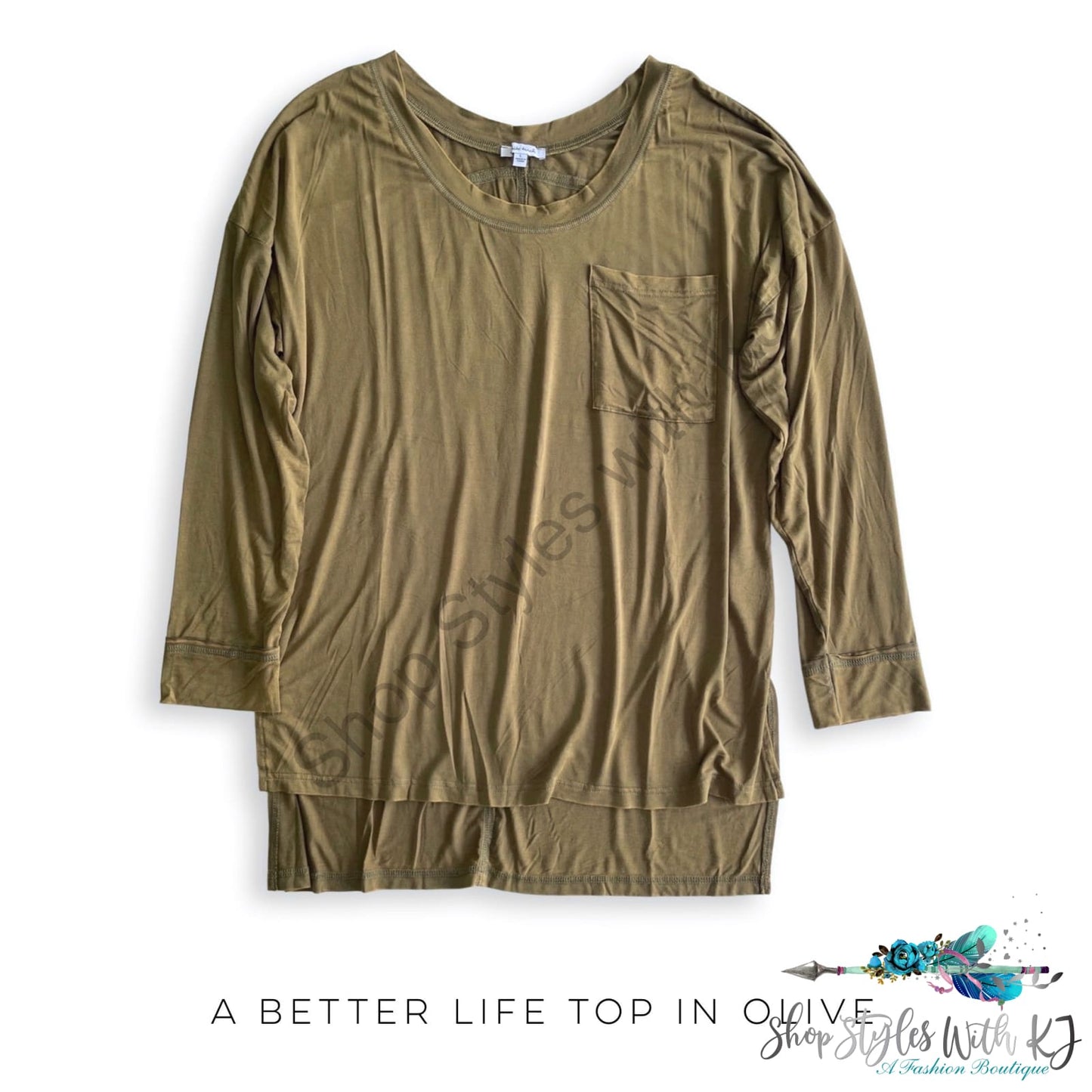 A Better Life Top In Olive White Birch