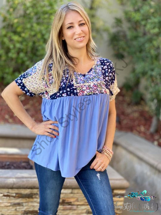 Blue Skies Floral Patchwork Baby Doll Size Small