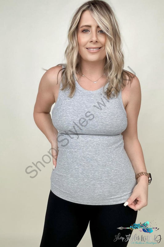 Fawnfit Slim Fit High Neck Ribbed Tank Top With Built-In Bra Tops & Camis