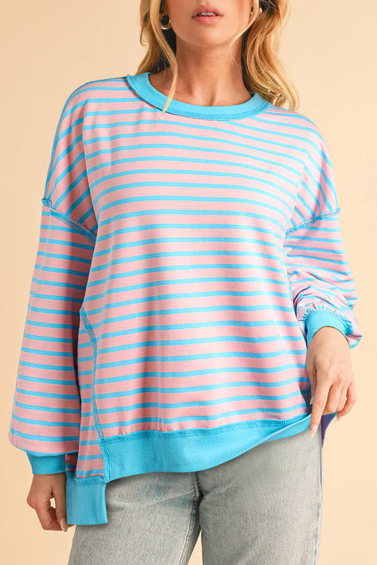 Color Clash Drop Shoulder Long Sleeve Sweatshirt