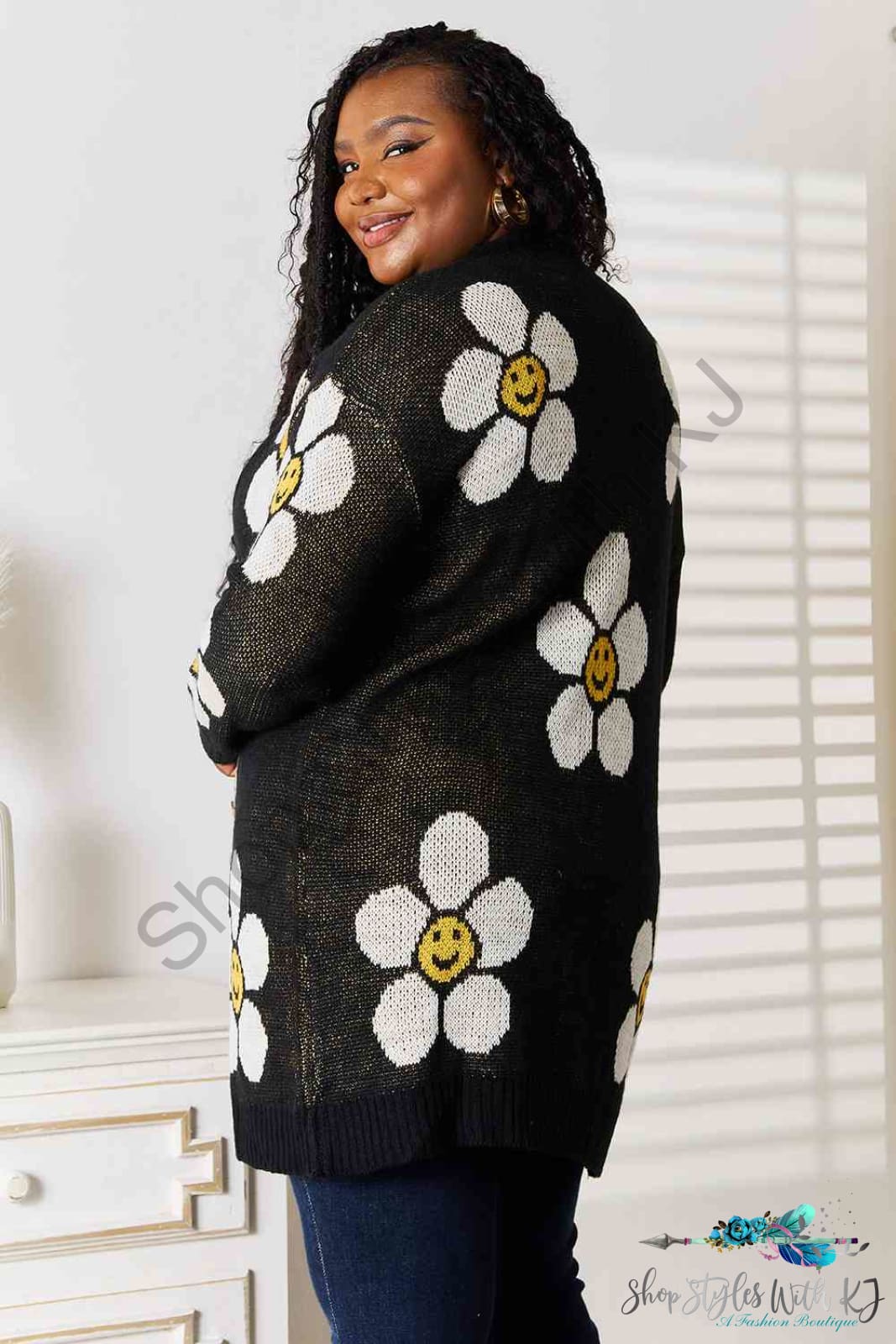 Double Take Floral Button Down Longline Cardigan