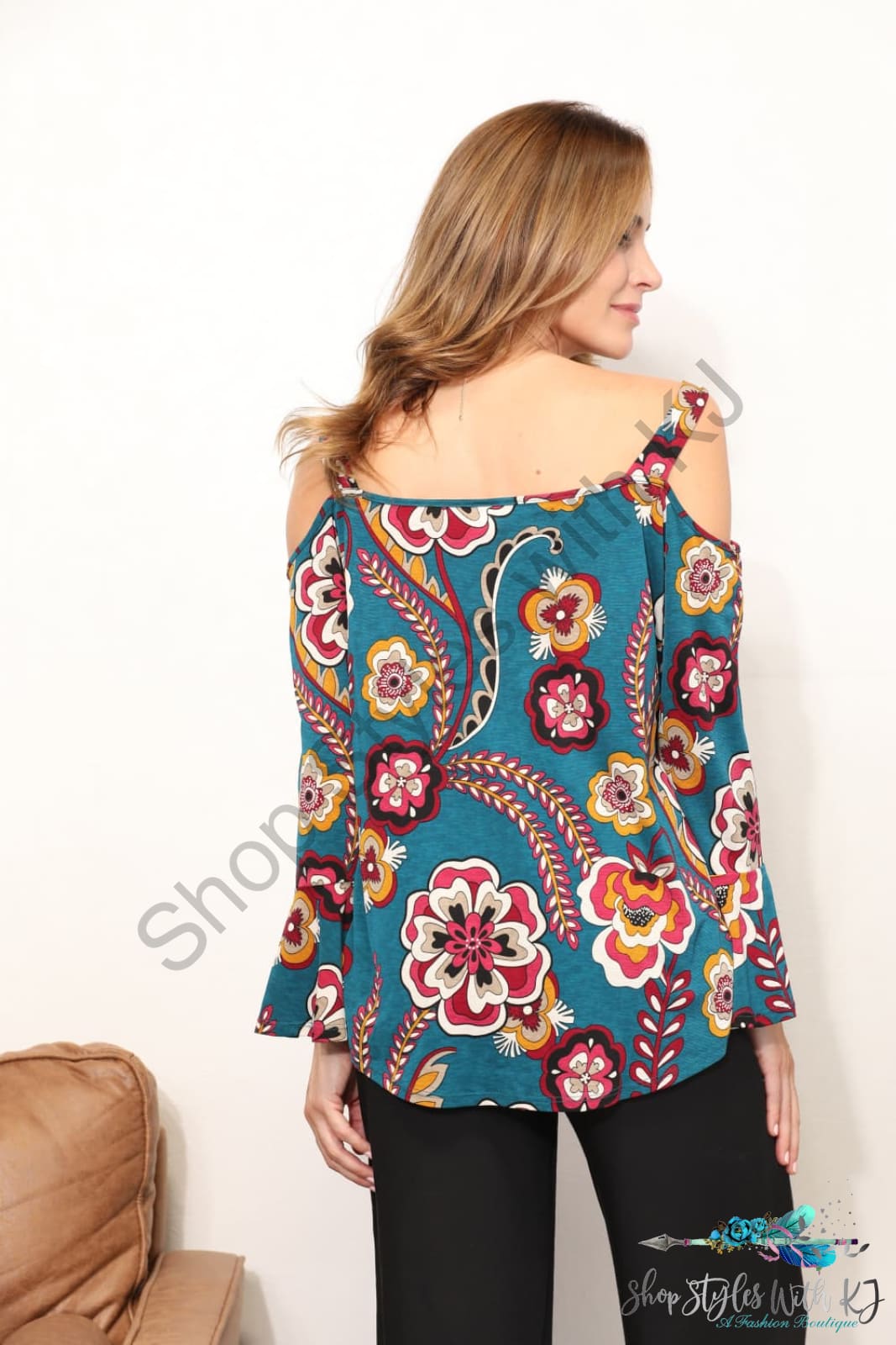 Sew In Love Full Size Floral Cold Shoulder Blouse Shirts & Tops