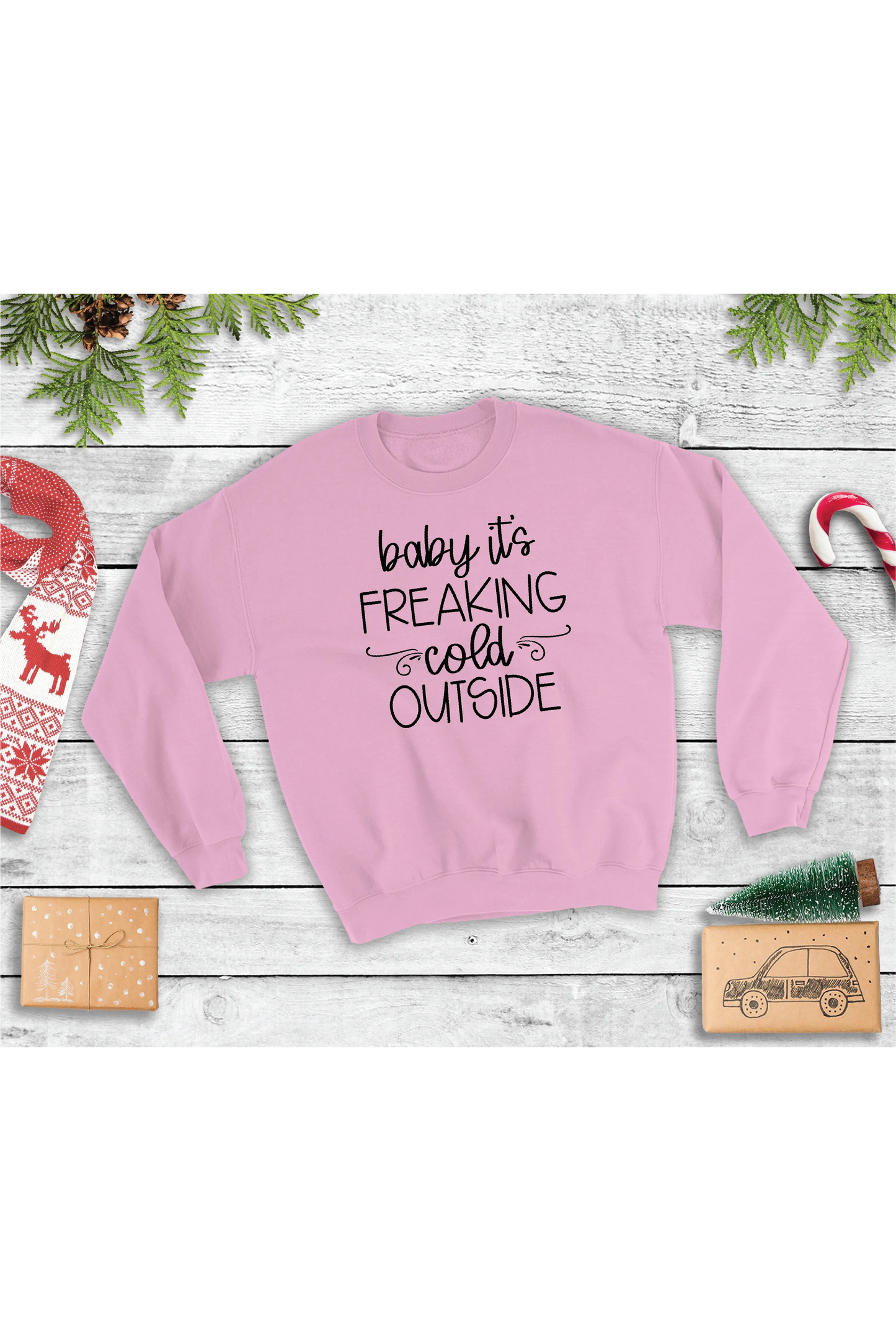 Freaking Cold Outside Crewneck Graphic Sweatshirt