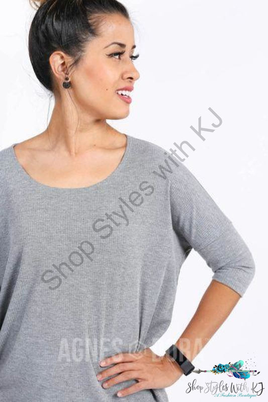 Hi-Lo Tunic Heather Grey Ribbed Tunic