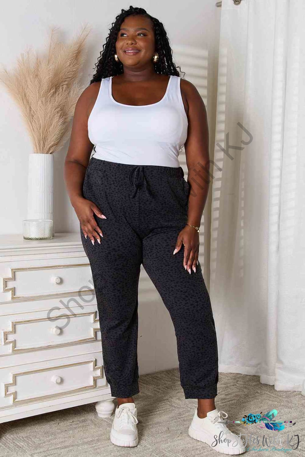 Basic Bae Leopard Print Joggers With Pockets