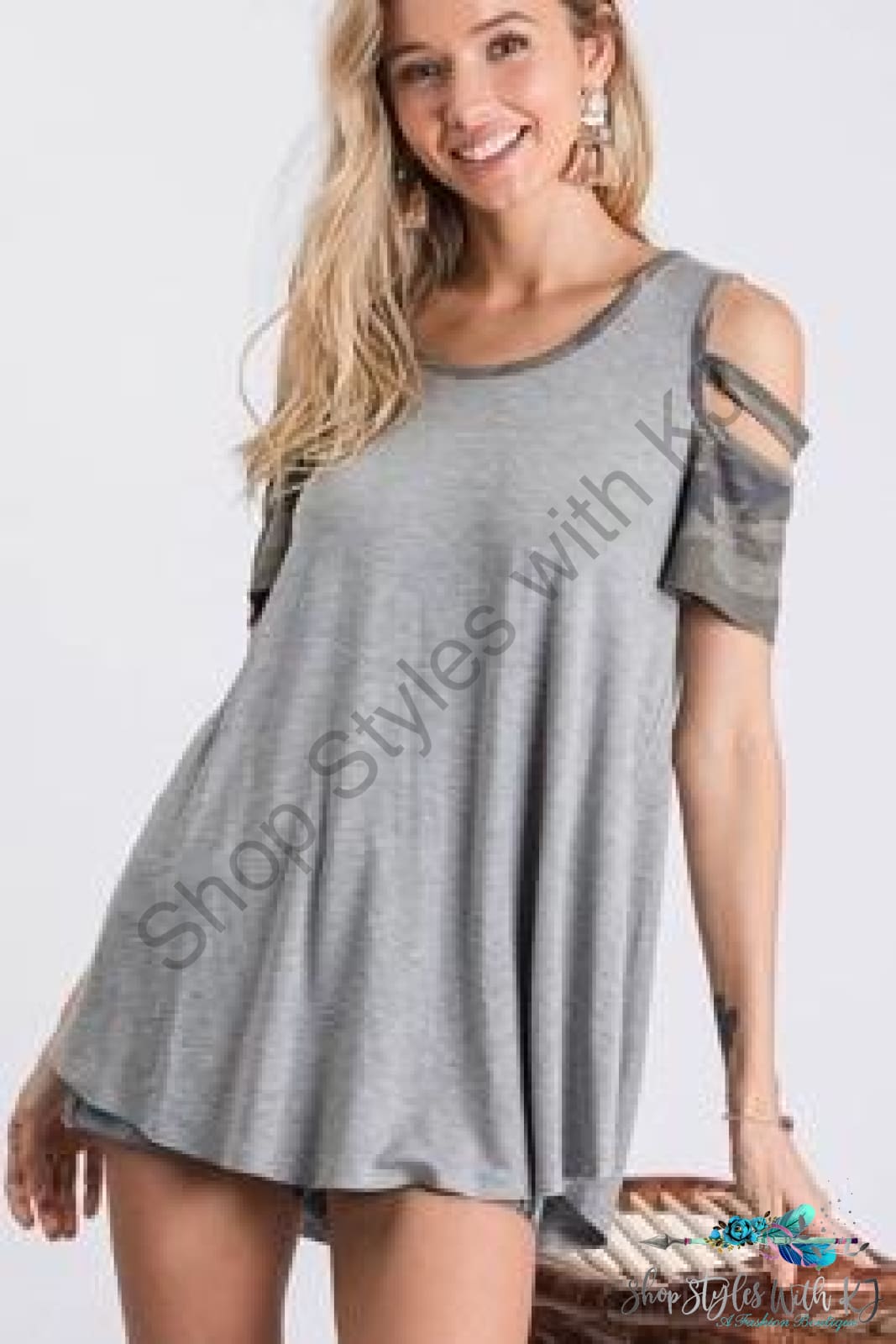 Nothing On You Camo Cold Shoulder Size Small