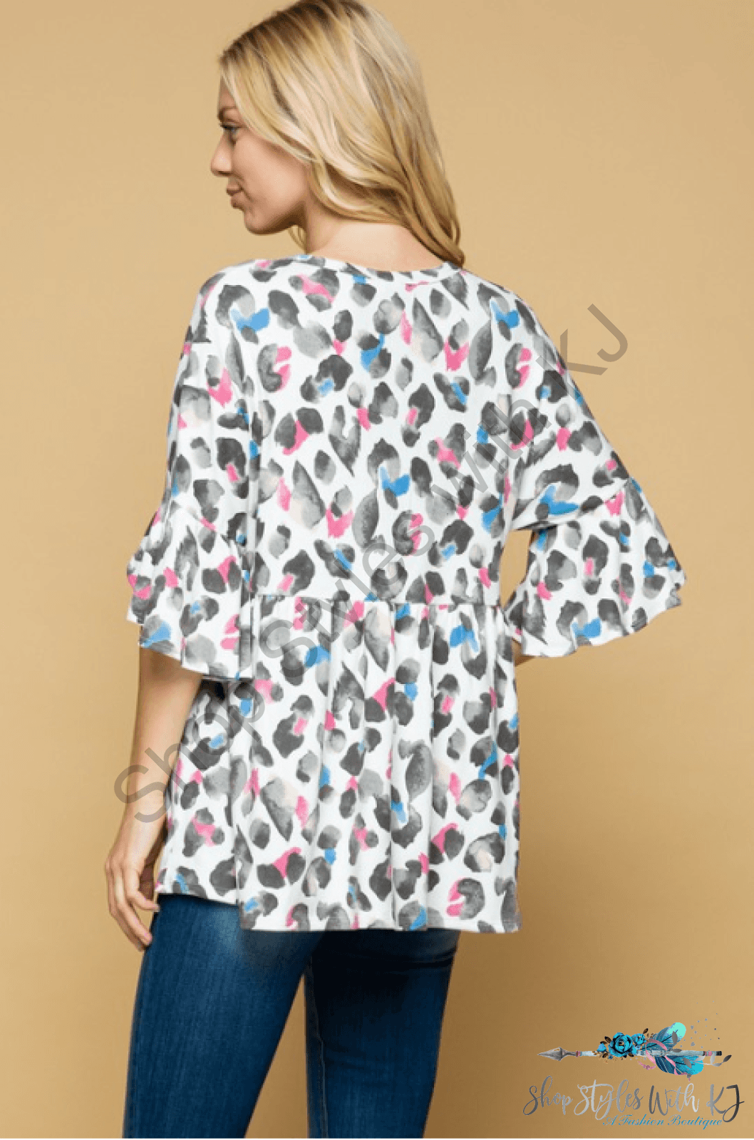 Nwt Colored Leopard Babydoll Top - Size S Shirts & Tops