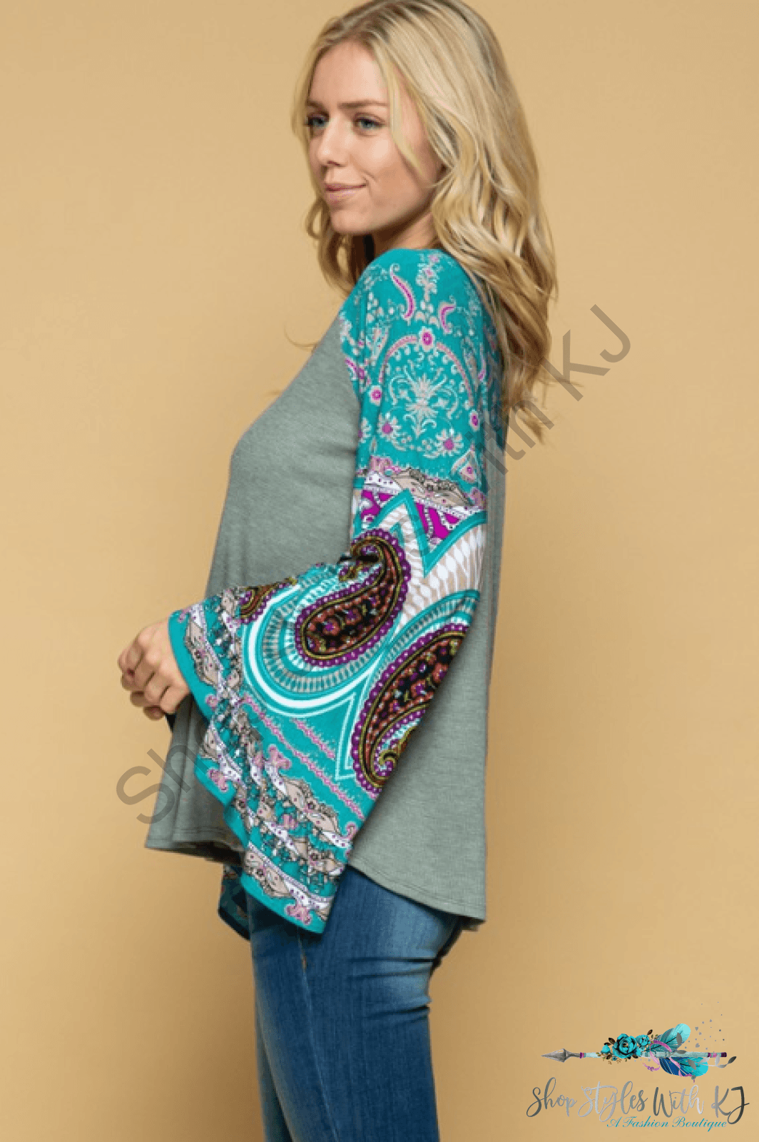 Pay Close Attention Bell Sleeve Top - Size Small