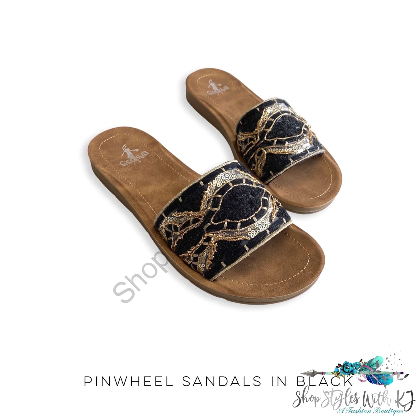 Pinwheel Sandals In Black Corkys