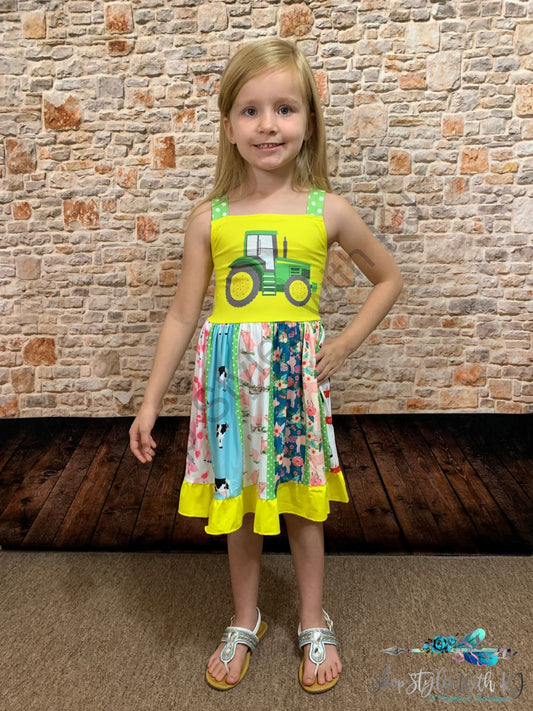 Farm Animal Tractor Dress Kids