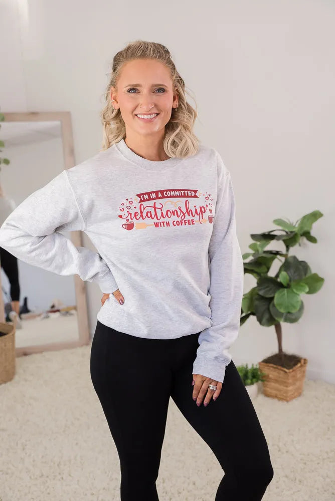 Relationship with Coffee Crewneck Graphic Sweatshirt