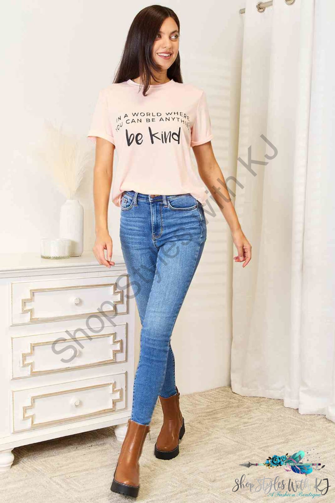 Simply Love Slogan Graphic Cuffed T-Shirt