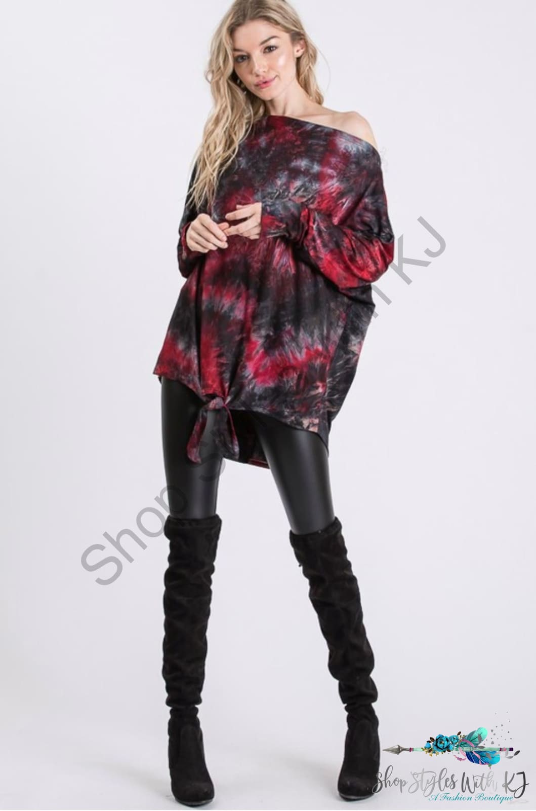 Smokin Hot Long Sleeve Tie Front Top - Size Small