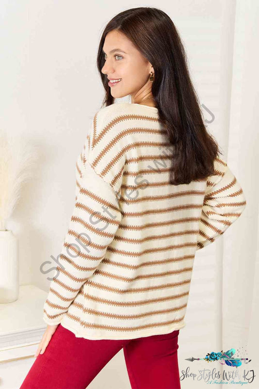 Striped Boat Neck Sweater Sweaters & Cardigans
