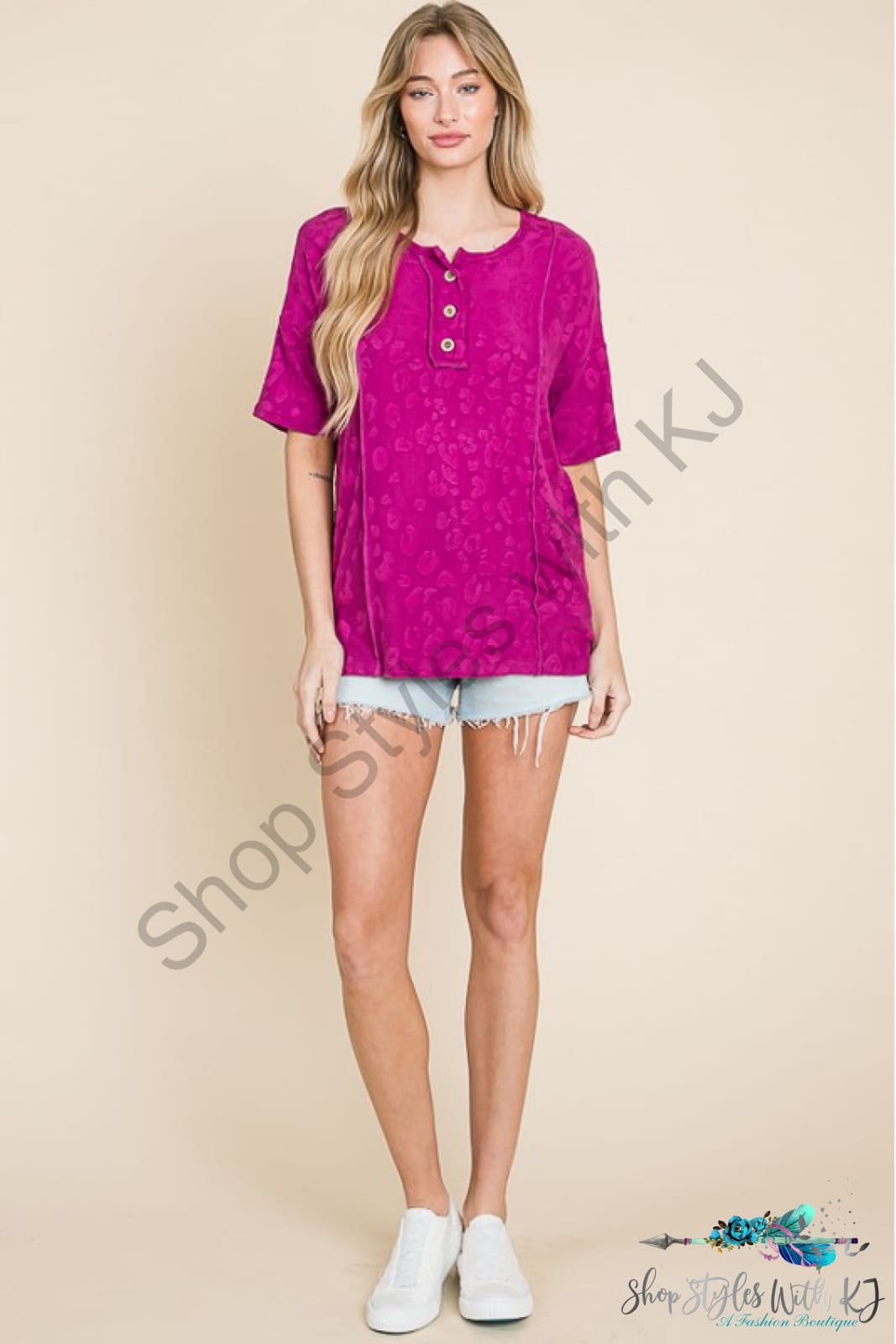 At The Fair Animal Textured Top Shirts & Tops