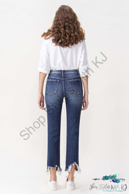 Jackie High Rise Crop Straight Leg Jeans Pants