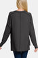 Texture Exposed Seam V-Neck Long Sleeve T-Shirt - Black