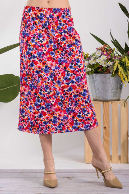 Floral A-Line Midi Skirt - Two colors