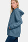 Half Snap Long Sleeve Hoodie with Kangaroo Pocket - Dusty Blue