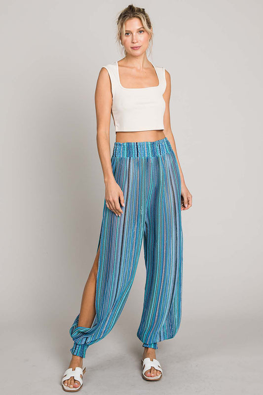 Striped Smocked Cover Up Pants