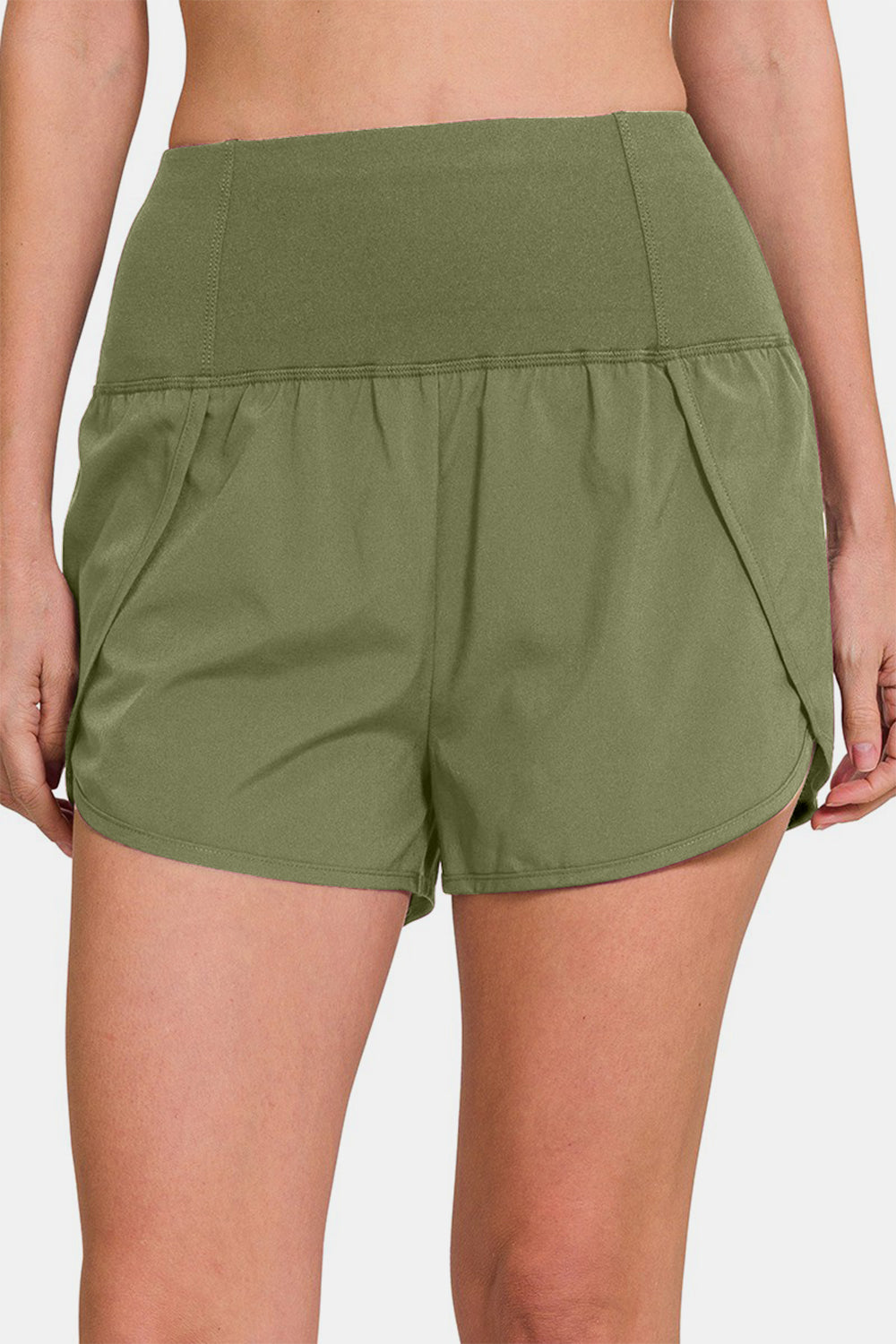 High-Waisted Zippered Back Pocket Active Shorts