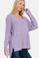 High-Low Center Seam V-Neck Sweater - Lavender