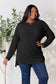 Ribbed Round Neck Long Sleeve Slit Top - 5 Colors