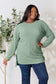 Ribbed Round Neck Long Sleeve Slit Top - 5 Colors
