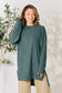 Ribbed Round Neck Long Sleeve Slit Top - 5 Colors