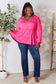 Half Button Long Sleeve Ruffle Hem Blouse - 7 Colors