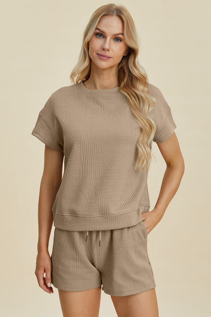 Texture Short Sleeve Top and Shorts Set - 5 Colors