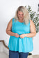 Renee Ruffle Tank - Ocean Blue