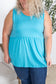 Renee Ruffle Tank - Ocean Blue