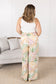 Presley Palazzo Pants - Mauve and Green Palm