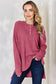 Ribbed Half Button Long Sleeve High-Low T-Shirt - 5 Colors