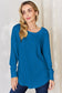 Ribbed Round Neck Slit T-Shirt - 5 Colors