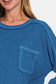Made You Look Contrast Stitch Ribbed Hacci Knit Top - Royal Blue