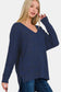 High-Low Center Seam V-Neck Sweater - Navy