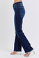 Judy Blue Mid Rise Fray Hem Straight Leg Jeans
