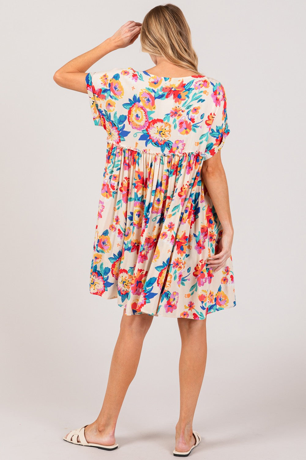 Floral Button-Down Short Sleeve Dress